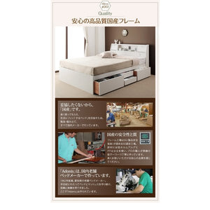 シングルベッド 一人暮らし マットレス付き チェスト ベッド下 収納 引き出し 大容量 宮 棚 携帯 リモコン 照明 読書灯 ライト 電気 コンセント スマホ 充電