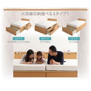 連結ベッド 幅200 キング ワイド 3人 4人 家族 つなげる 2台 分割 ファミリー マットレス付 チェスト 収納 引き出し 棚 携帯 スマホ コンセント 北欧 おしゃれ