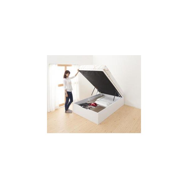 kag-46288 シングルベッド 一人暮らし マットレス付き 跳ね上げ式ベッド ガス圧 ベッド下 収納付き 大容量 ヘッドレス ヴィンテージ メンズ モダン レトロ