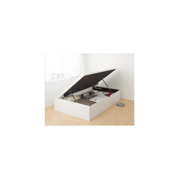 kag-46321 シングルベッド 一人暮らし フレームのみ 跳ね上げ式ベッド ガス圧 ベッド下 収納付き 大容量 ヘッドレス ヘッドボードなし ヴィンテージ メンズ モダン レトロ