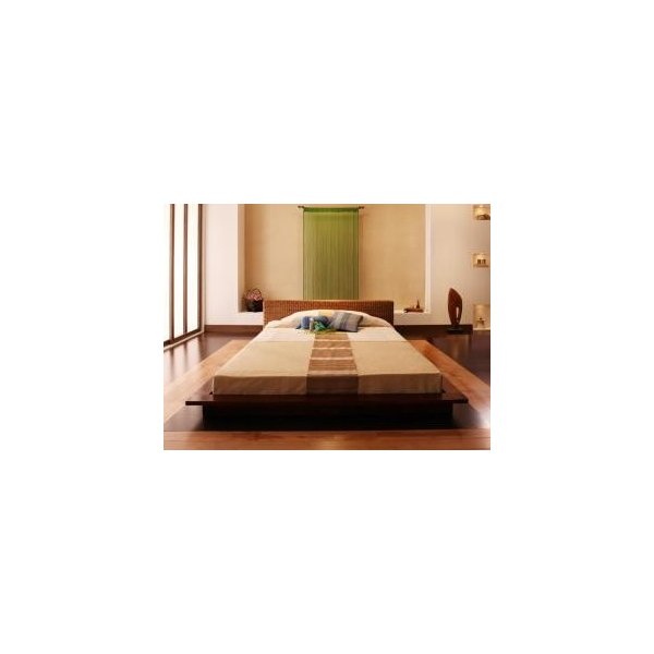 kag-4657 ベッド シングル ローベッド ロータイプ 低い フロアベッド 低床 アジアン フラット ヘッドボード 薄型 板 すのこ ステージ型 マルチラスSSマットレス付き