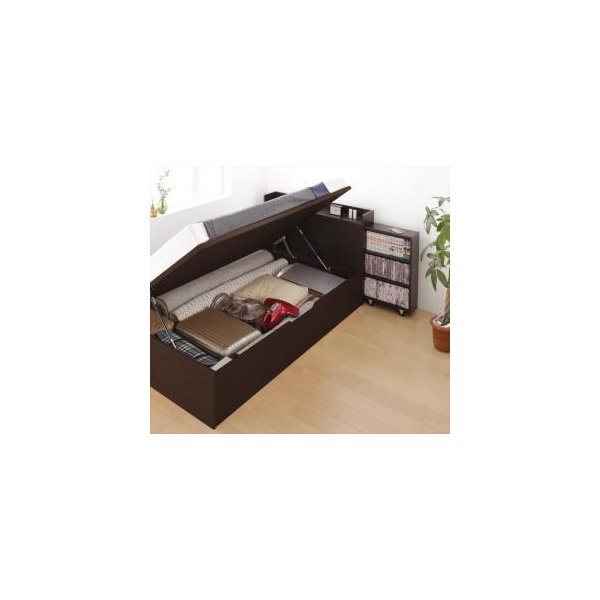 kag-47339 セミダブルベッド 一人暮らし マットレス付き 跳ね上げ式ベッド ガス圧 ベッド下 収納付き 大容量 宮 棚 携帯 収納 コンセント スマホ 充電 ヴィンテージ