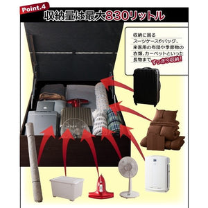 セミダブルベッド 一人暮らし SD マットレス付き 跳ね上げ式ベッド ガス圧 ベッド下 収納付き 大容量 ヘッドレス デザイナーズ ホテル モダン 高級 メンズ