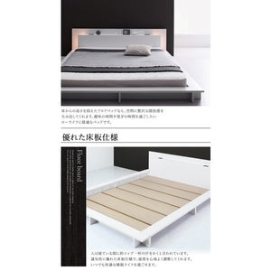 セミダブルベッド 一人暮らし SD マットレス付き ローベッド ロータイプ 低い 宮 棚 携帯 リモコン 収納 照明 読書灯 ライト 電気 コンセント スマホ 充電