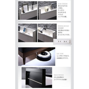 セミダブルベッド 一人暮らし マットレス付き ローベッド ロータイプ 低い 宮 棚 携帯 リモコン 収納 コンセント スマホ 充電 布団可 すのこ 通気性 カビ 脚 足