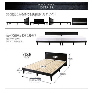 セミダブルベッド 一人暮らし マットレス付き ローベッド ロータイプ 低い 宮 棚 携帯 リモコン 収納 コンセント スマホ 充電 布団可 すのこ 通気性 カビ 脚 足