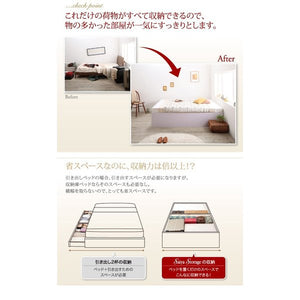 セミダブルベッド 一人暮らし SD マットレス付き ベッド下収納 収納付き 大容量 高い 床下収納スペース 全面収納 ヘッドレス ホテル モダン 高級 布団対応