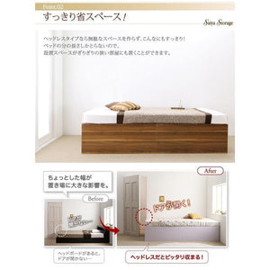 セミダブルベッド 一人暮らし SD マットレス付き ベッド下収納 収納付き 大容量 高い 床下収納スペース 全面収納 ヘッドレス ホテル モダン 高級 布団対応