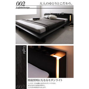 セミダブルベッド 一人暮らし マットレス付き ローベッド 低い 宮 棚 携帯 リモコン 収納 照明 読書 ライト 電気 コンセント スマホ 充電 ヴィンテージ