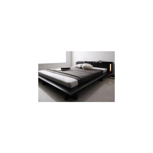 kag-48750 セミダブルベッド 一人暮らし マットレス付き ローベッド 低い 宮 棚 携帯 リモコン 収納 照明 読書 ライト 電気 コンセント スマホ 充電 ヴィンテージ