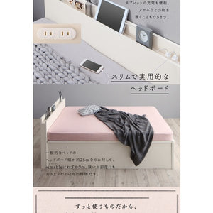 セミシングルベッド 一人暮らし コンパクト ショート丈 小さい マットレス付 跳ね上げ式 ガス圧 ベッド下 収納 大容量 宮 棚 携帯 携帯 スマホ 充電 コンセント