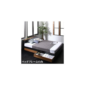 ダブルベッド 2人 フレームのみ チェストベッド ミドル ベッド下収納 引き出し 大容量 宮 棚 携帯 リモコン 収納 コンセント スマホ 充電 電気 ヴィンテージ