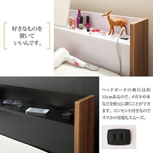 シングル ベッド チェスト 下収納 引き出し 大容量 棚 宮 スマホ コンセント 充電 収納 フレーム おしゃれ ヴィンテージ 国産カバーポケットCマットレス付