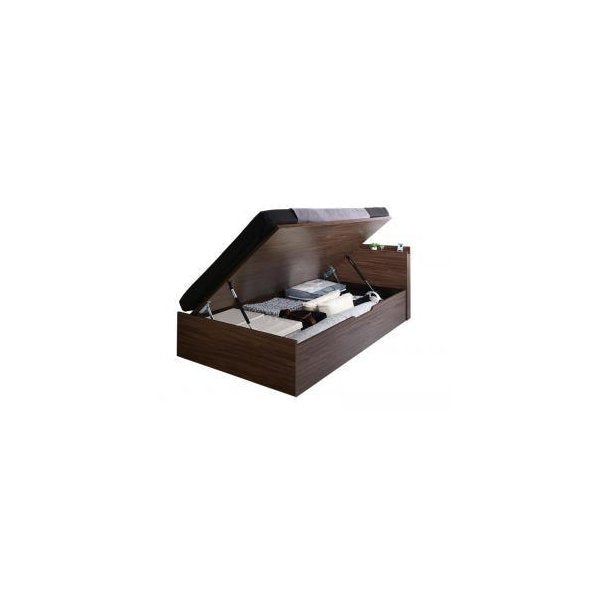 kag-49276 セミダブルベッド 一人暮らし マットレス付き 跳ね上げ式ベッド ガス圧 ベッド下 収納付き 大容量 宮 棚 携帯 収納 コンセント スマホ 充電 ヴィンテージ