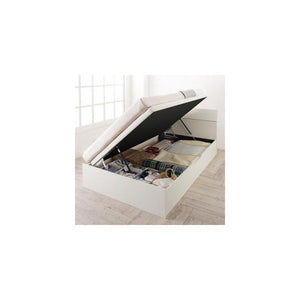 シングルベッド 一人暮らし マットレス付き 跳ね上げ式ベッド ガス圧 ベッド下 収納付き 大容量 ヘッドボード 薄型 白 デザイナーズ ホテル モダン 高級 姫系