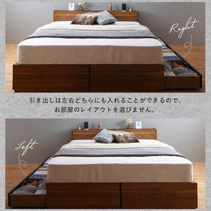 セミダブルベッド 一人暮らし フレームのみ チェスト ベッド下 収納 引き出し 大容量 宮 棚 携帯 リモコン コンセント スマホ 充電 北欧 おしゃれ アンティーク