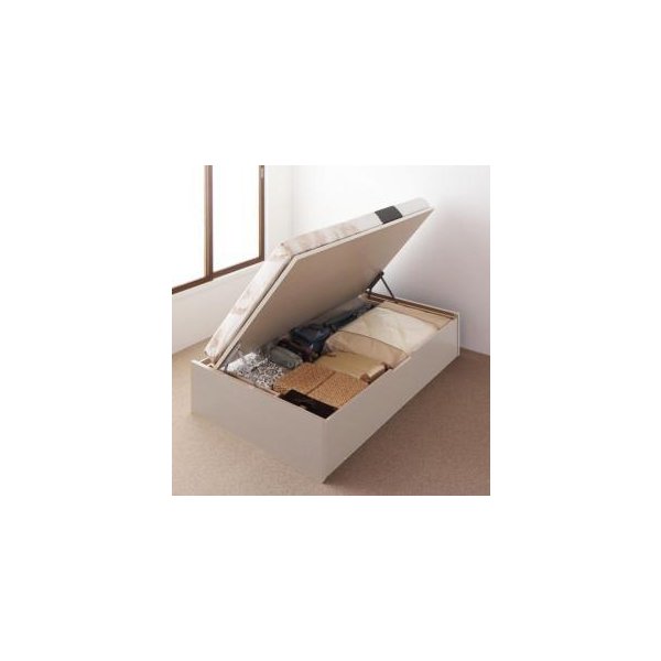 kag-50993 セミシングルベッド 一人暮らし コンパクト SS 小さい 省スペース マットレス付き 跳ね上げ式ベッド ガス圧 ベッド下 収納付き 大容量 ヘッドレス モダン 高級