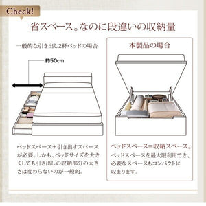 セミダブルベッド 一人暮らし SD マットレス付き 跳ね上げ式ベッド ガス圧 ベッド下 収納付き 大容量 ヘッドレス デザイナーズ ホテル モダン 高級 メンズ