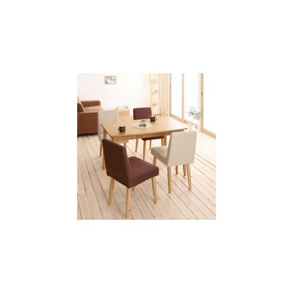 kag-5112 ダイニングテーブル ダイニングテーブルセット 5点 4人用 (B) (幅150+椅子×4) 机 ナチュラル チェア2脚 アイボリー× 赤 食卓