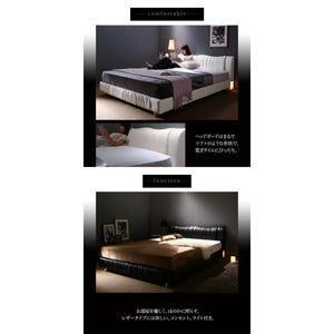 シングルベッド 一人 マットレス付 ロー 低い 背もたれ クッション 照明 ライト コンセント 収納 スマホ 充電 すのこ 通気性 カビ レザー 脚 足 アンティーク
