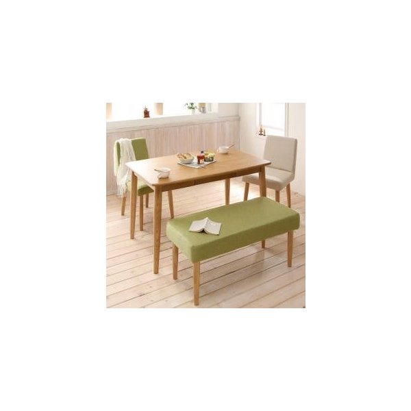 kag-5192 ダイニングテーブル ダイニングテーブルセット 4点 4人用 (A) (幅115+カバーベンチ+椅子×2) 机 ナチュラル ベンチ 緑 椅子