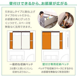 連結ベッド 幅220 キング ワイド 3人 4人 家族 つなげる 2台 連結 分割 ファミリー マットレス付 チェスト 収納 引き出し 跳ね上げ ガス圧 ベッド下 ヘッドレス