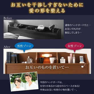 ダブルベッド 2人 マットレス付き ローベッド ロータイプ 低い 宮 棚 携帯 リモコン 収納 照明 読書灯 ライト 読書 電気 コンセント スマホ 充電 ヴィンテージ