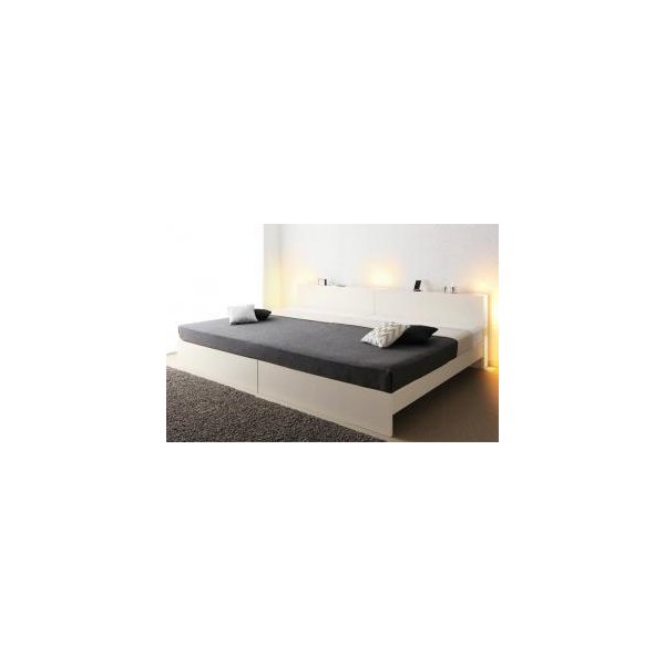 kag-52445 セミダブルベッド 一人 マットレス付 高さ調節 ロー 低い フロアベッド 宮 棚 携帯 収納 照明 ライト 携帯 スマホ 充電 コンセント 布団可 すのこ 通気性 カビ
