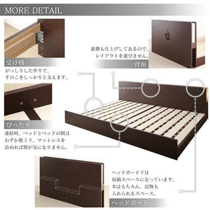 セミダブルベッド 一人 マットレス付 高さ調節 ロー 低い フロアベッド 宮 棚 携帯 収納 照明 ライト 携帯 スマホ 充電 コンセント 布団可 すのこ 通気性 カビ
