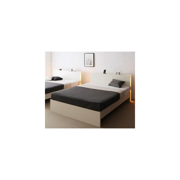 kag-52475 セミダブルベッド 一人 マットレス付 高さ調節 ロー 低い フロアベッド 宮 棚 携帯 収納 照明 ライト 携帯 スマホ 充電 コンセント 布団可 すのこ 通気性 カビ