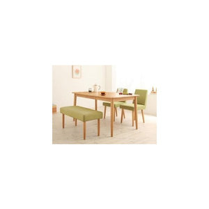 ダイニングテーブル ダイニングテーブルセット 4点 4人用 (B) (幅150+ベンチ+椅子×2) 机 ブラウン ベンチ 赤 チェア アイボリ
