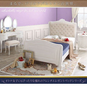 セミダブルベッド 一人暮らし SD フレームのみ 脚付き 足付 ルンバ 土台 フラットヘッドボード 薄型 姫系 かわいい ガーリー シャビー アンティーク プリンセス