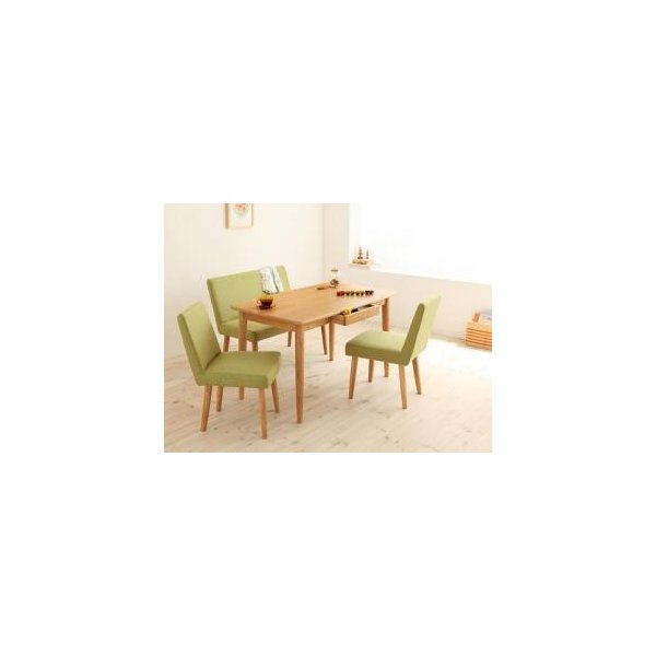kag-5272 ダイニングテーブル ダイニングテーブルセット 4点 4人用 (C) (幅115+ソファー+椅子×2) 机 ブラウン 茶色 ソファー 緑