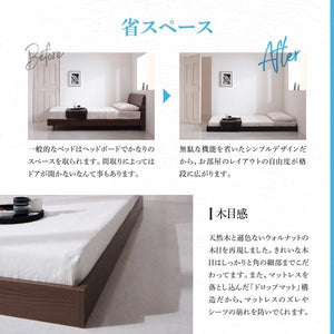 セミダブルベッド 一人暮らし SD マットレス付き ローベッド ロータイプ 低い 宮 棚 携帯 リモコン 収納 照明 読書灯 ライト 電気 コンセント スマホ 充電