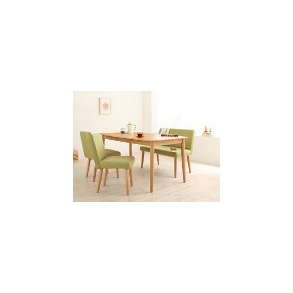 kag-5296 ダイニングテーブル ダイニングテーブルセット 4点 4人用 (D) (幅150+ソファー+椅子×2) ナチュラル ソファー 緑 チェア ココア