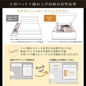 連結ベッド クイーン 2人 3人 家族 つなげる 2台 連結 分割 ファミリー フレーム 跳ね上げ式 ガス圧 ベッド下 収納 棚 携帯 照明 ライト コンセント スマホ 充電