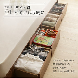 セミダブルベッド 一人暮らし マットレス付き チェスト ベッド下 収納 引き出し 大容量 宮 棚 携帯 コンセント スマホ 充電 布団可 フラット床板 箱型 ロー 低い
