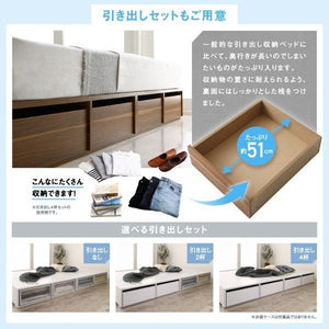 セミダブルベッド 一人暮らし フレームのみ チェスト ベッド下 収納 引き出し 大容量 ヘッドレス 布団可 フラット床板 箱型 ローベッド 低い ヴィンテージ