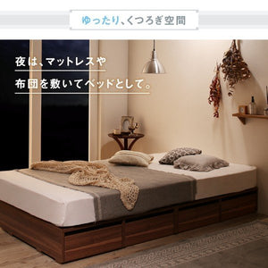 セミダブルベッド 一人暮らし フレームのみ チェスト ベッド下 収納 引き出し 大容量 ヘッドレス 布団可 フラット床板 箱型 ローベッド 低い ヴィンテージ