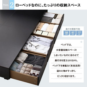 セミダブルベッド 一人暮らし フレームのみ チェスト ベッド下 収納 引き出し 大容量 ヘッドレス 布団可 フラット床板 箱型 ローベッド 低い ヴィンテージ