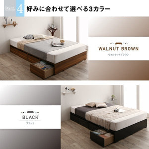 セミダブルベッド 一人暮らし マットレス付き チェスト ベッド下 収納 引き出し 大容量 ヘッドレス 布団可 フラット床板 箱型 ローベッド 低い ヴィンテージ