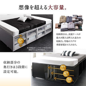 セミダブルベッド 一人暮らし マットレス付き チェスト ベッド下 収納 引き出し 大容量 宮 棚 携帯 コンセント スマホ 充電 布団可 フラット床板 箱型