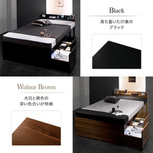 セミダブルベッド 一人暮らし マットレス付き チェスト ベッド下 収納 引き出し 大容量 宮 棚 携帯 リモコン コンセント スマホ 充電 布団可 フラット床板 箱型