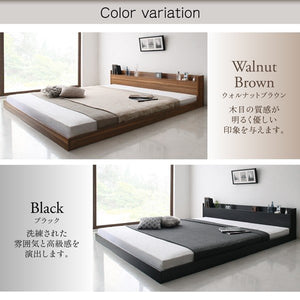 シングルベッド 一人暮らし マットレス付き ローベッド ロータイプ 低い 宮 棚 携帯 メガネ リモコン 収納 コンセント スマホ 充電 電気 ヴィンテージ