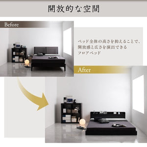 セミダブルベッド 一人暮らし SD マットレス付き ローベッド ロータイプ 低い 宮 棚 携帯 メガネ リモコン 収納 コンセント スマホ 充電 電気 ヴィンテージ