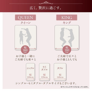 キングベッド 家族 ファミリー 親子 ワイド マットレス付き ローベッド 低い 宮 棚 携帯 リモコン 収納 照明 読書 ライト コンセント スマホ 充電 ヴィンテージ