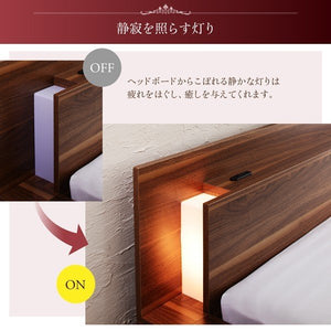 キングベッド 家族 ファミリー 親子 ワイド マットレス付き ローベッド 低い 宮 棚 携帯 リモコン 収納 照明 読書 ライト コンセント スマホ 充電 ヴィンテージ