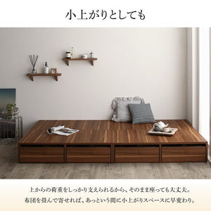 セミダブルベッド 一人暮らし フレーム チェスト ベッド下 収納 引き出し 大容量 ロング ヘッドレス 布団可 フラット床板 箱型 ローベッド 低い ヴィンテージ