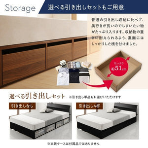 セミダブルベッド 一人暮らし マットレス付き ベッド下 収納 大容量 床下収納スペース ロー 低い 宮 棚 携帯 コンセント スマホ 充電 布団可 フラット床板 箱型