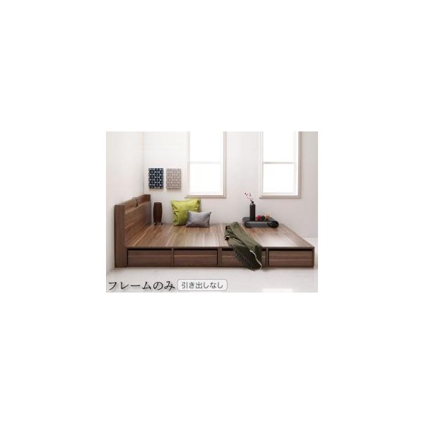 kag-53642 セミダブルベッド 一人暮らし フレーム ベッド下 収納 大容量 床下収納スペース ローベッド 低い 宮 棚 携帯 コンセント スマホ 充電 布団可 フラット床板 箱型